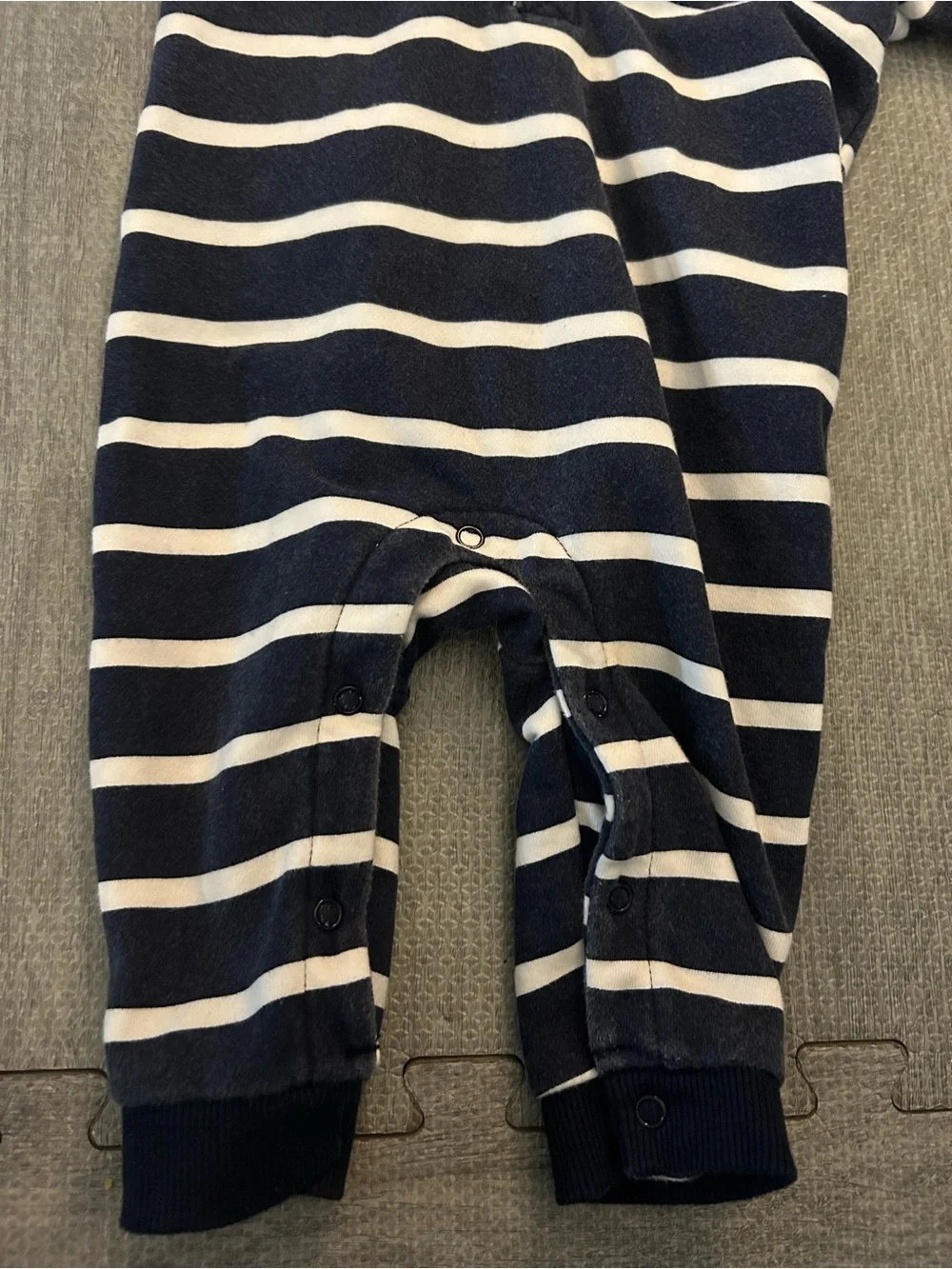 Tommy Hilfiger Navy & White Striped Footie One-Piece. Size-6-9M